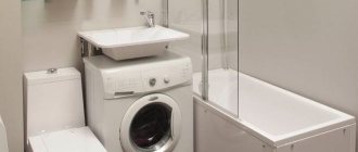 25 ideas on how to place a washing machine under a sink with a countertop
