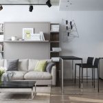 Kitchen-living room design in gray