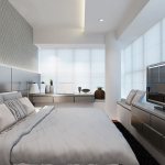 Drywall is the optimal and stylish material for the ceiling of a modern bedroom