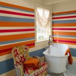 Painting bathroom walls with colored stripes