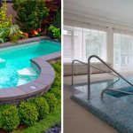 Outdoor and indoor swimming pool in a private house