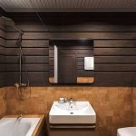 Modern bathtub in a wooden house